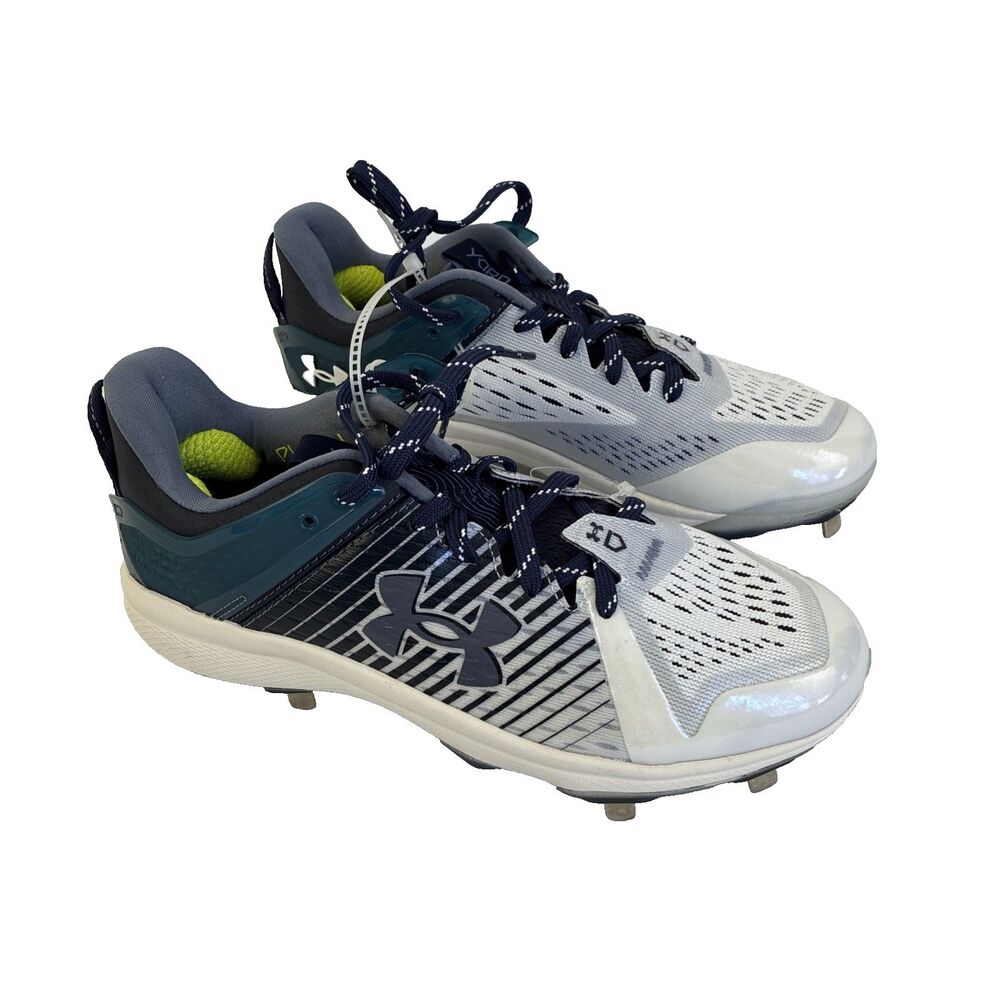New Under Armour UA Yard Low MT Metal Baseball Cleats Navy White Men Size 7 NWOB